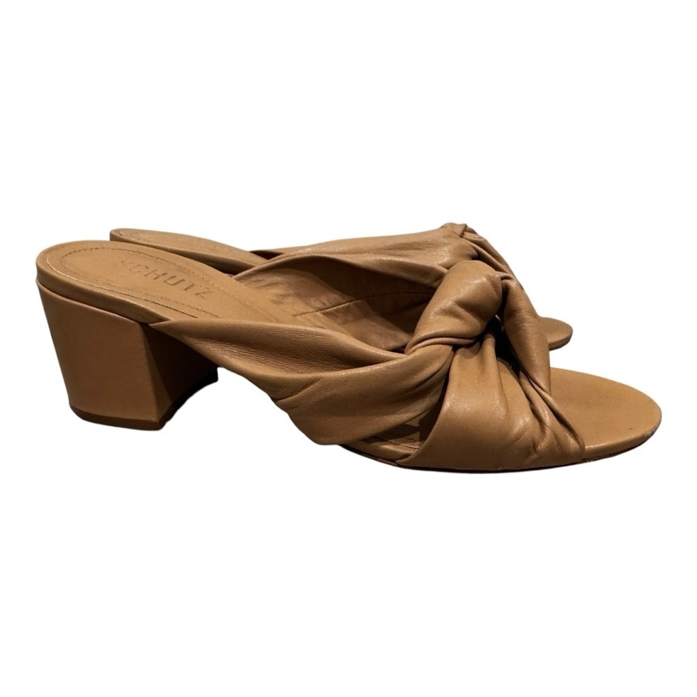Schutz Leather Knotted Block Heel Mules – Size 8.5B 👠✨ - Picture 4 of 7